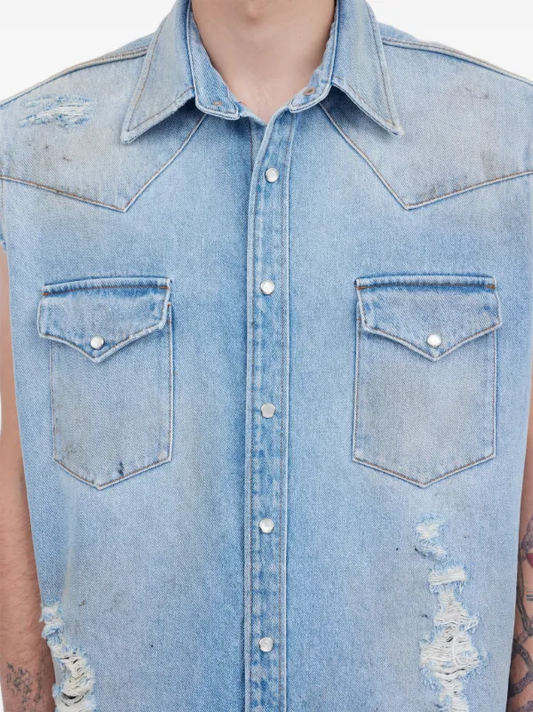 MM6 Maison Margiela ノースリーブシャツ | ブルー | FARFETCH JP