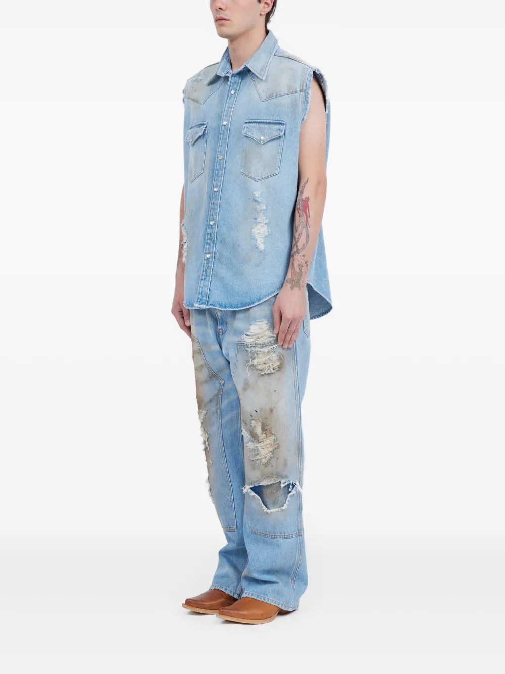 MM6 Maison Margiela Mouwloos overhemd Blauw