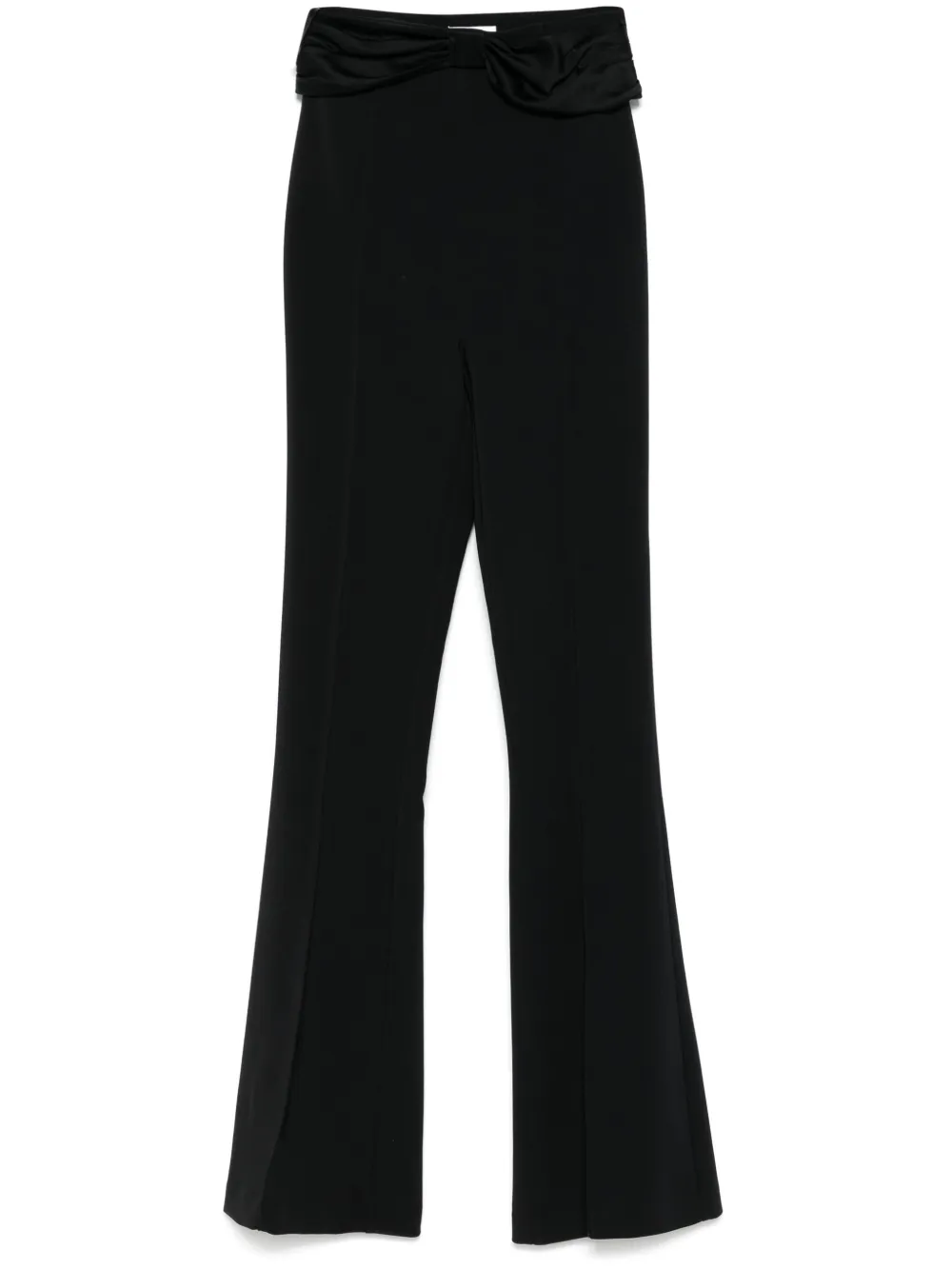 satin-bow crepe trousers