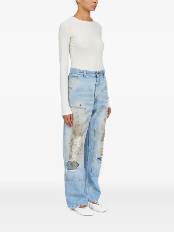 デニム・ジーパン Mm6 Maison Margiela Distressed Jeans Effect MM6 Maison Margiela Distressed 5-Pocket Jeans - Bergdorf Goodman