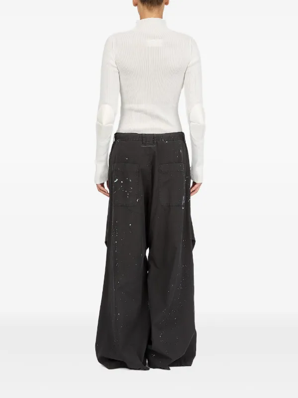 パンツ MM6 MAISON MARGIELA WAX TROUSERS MM6 Maison Margiela paint-splatter Trousers | Black | FARFETCH