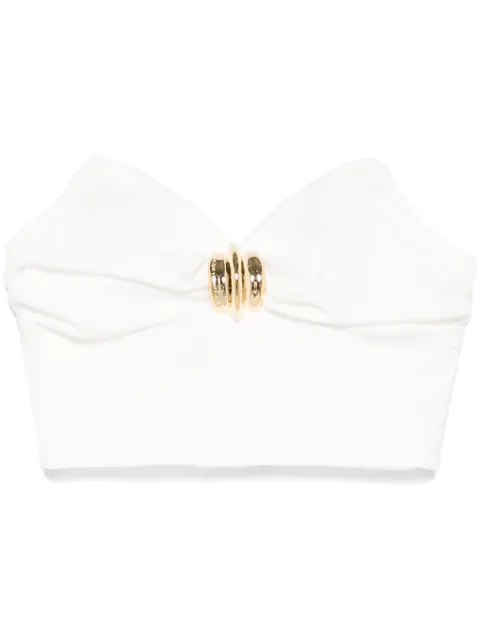 Elisabetta Franchi top de crepé con detalle de joyas