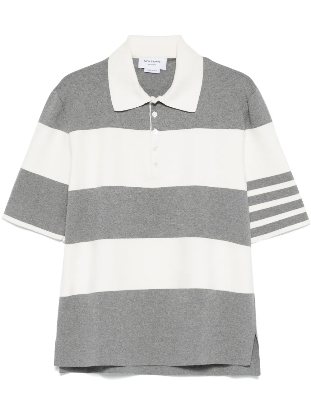 Thom Browne ストライプ ポロシャツ - グレー Thom Browne ストライプ ポロシャツ - グレー