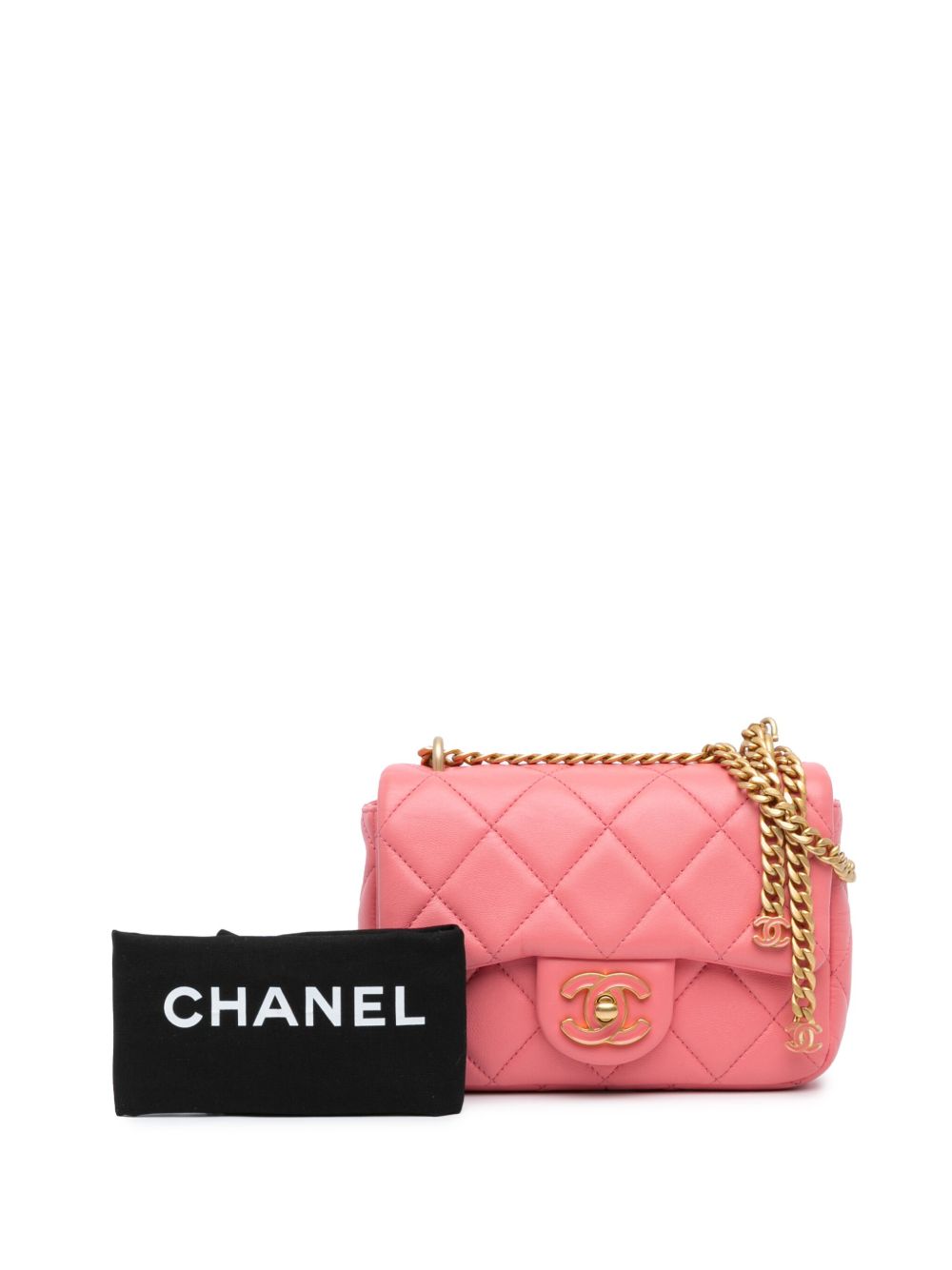 CHANEL Pre-Owned 2021-2024 Mini Lambskin Pending CC Flap crossbody bag - Roze