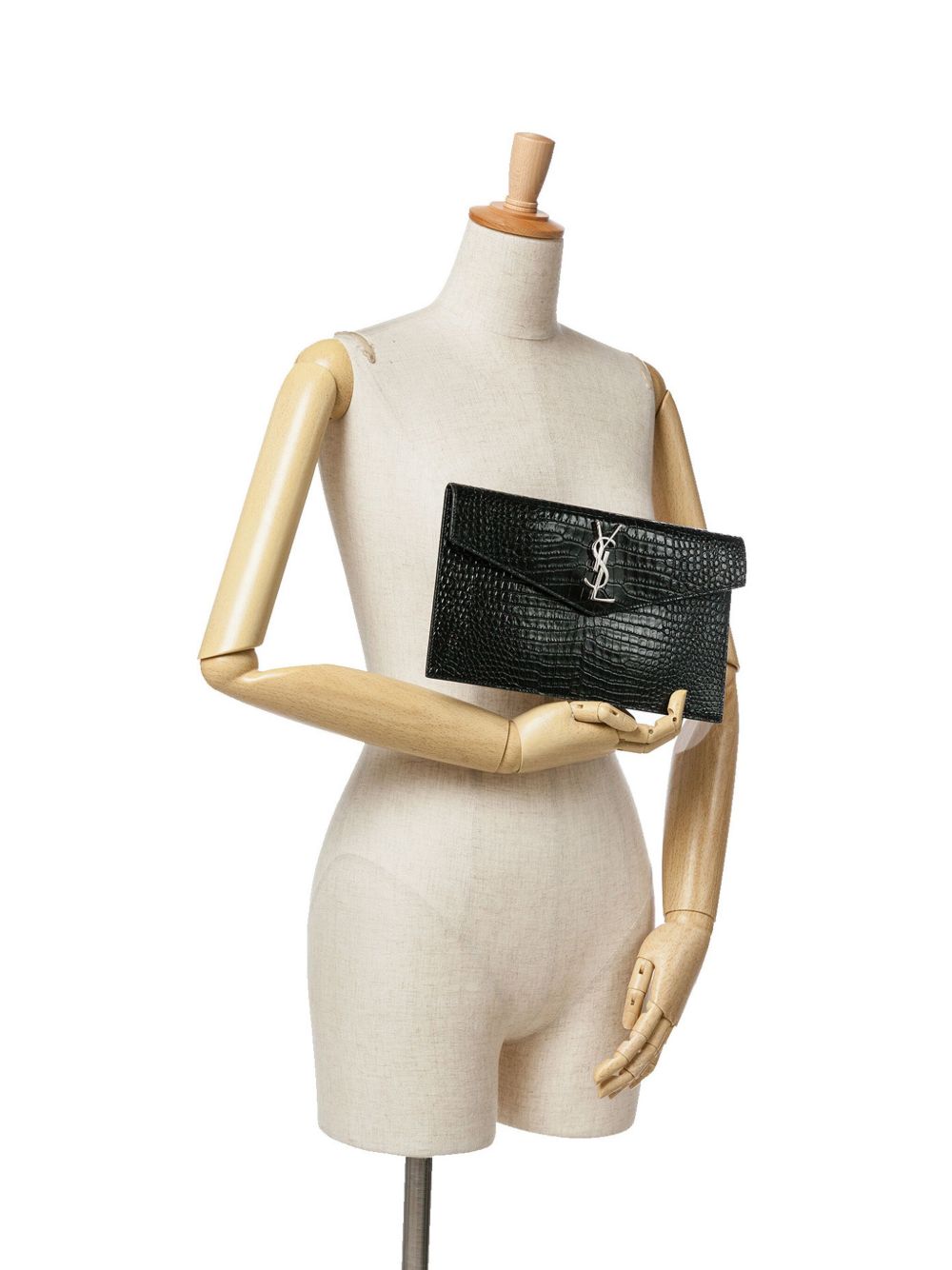 Saint Laurent Pre-Owned 2023 Croc Embossed Uptown clutch bag - Zwart