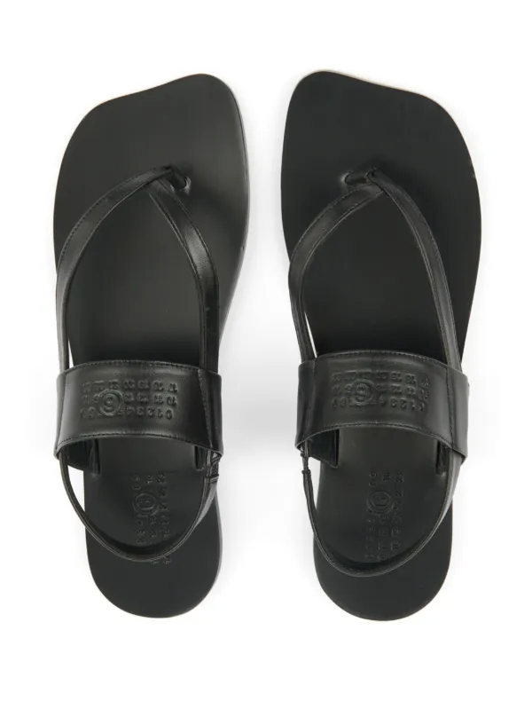 MM6 Maison Margiela logo-debossed Leather Sandals | Black