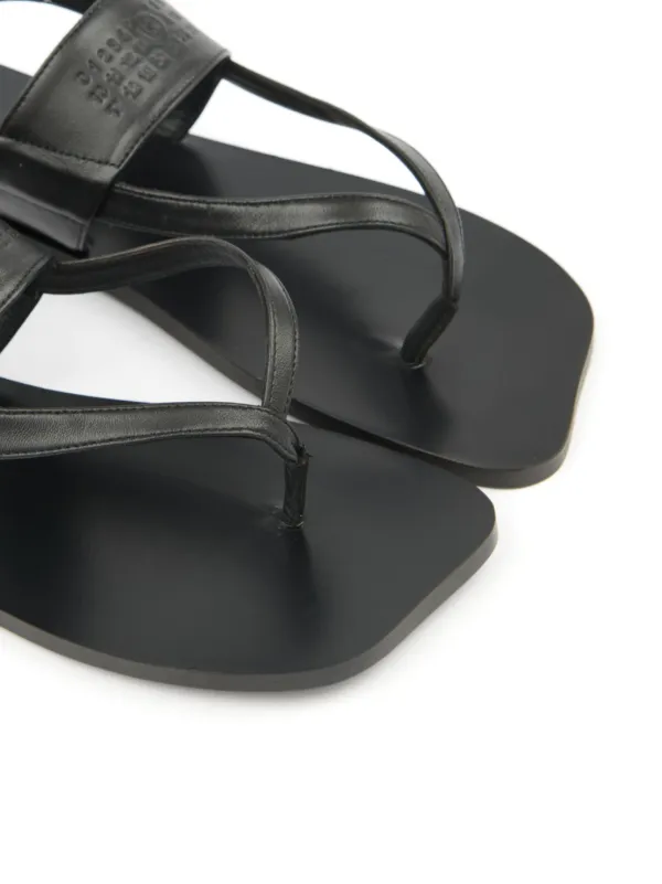 MM6 Maison Margiela logo-debossed Leather Sandals | Black