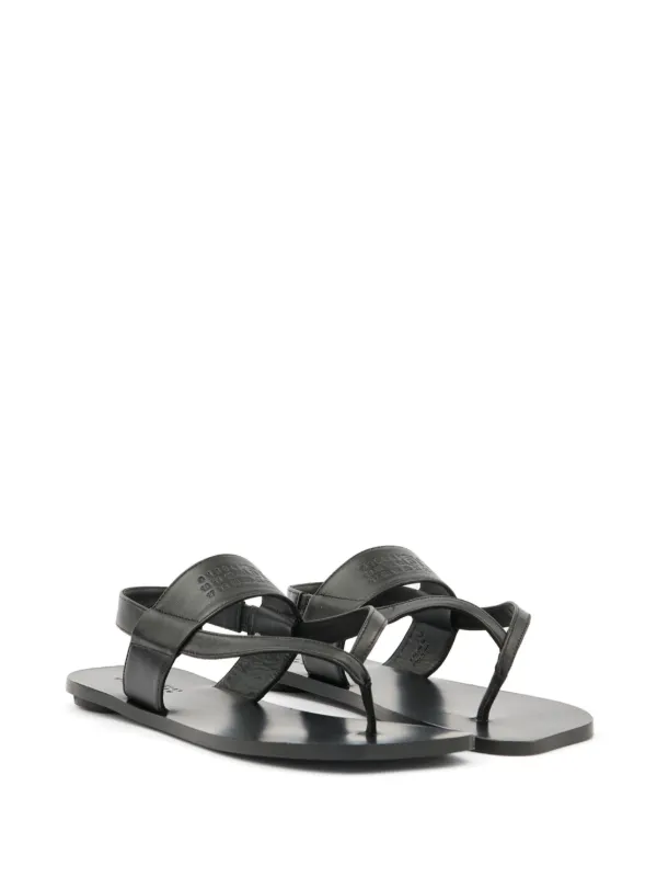 MM6 Maison Margiela logo-debossed Leather Sandals | Black