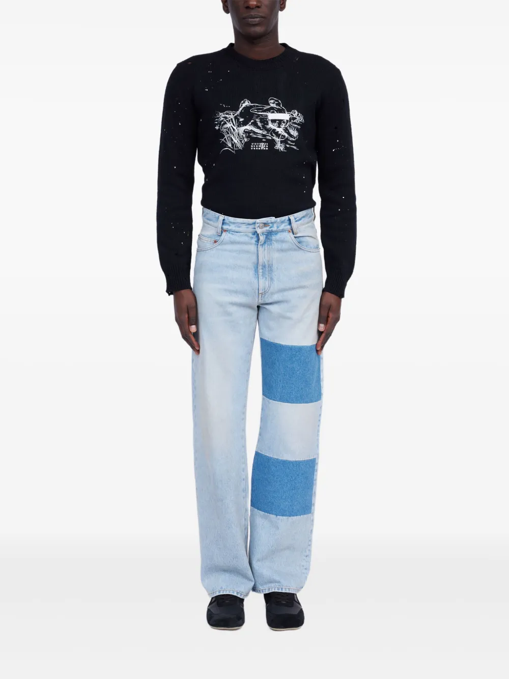 MM6 Maison Margiela Jeans met gestreepte details - Blauw