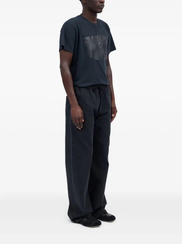 【Mm6 Maison Margiela】コットン ギャバジン パンツ (ブラック) MM6 Maison Margiela Cotton Gabardine Foldover Wide-Leg Pants