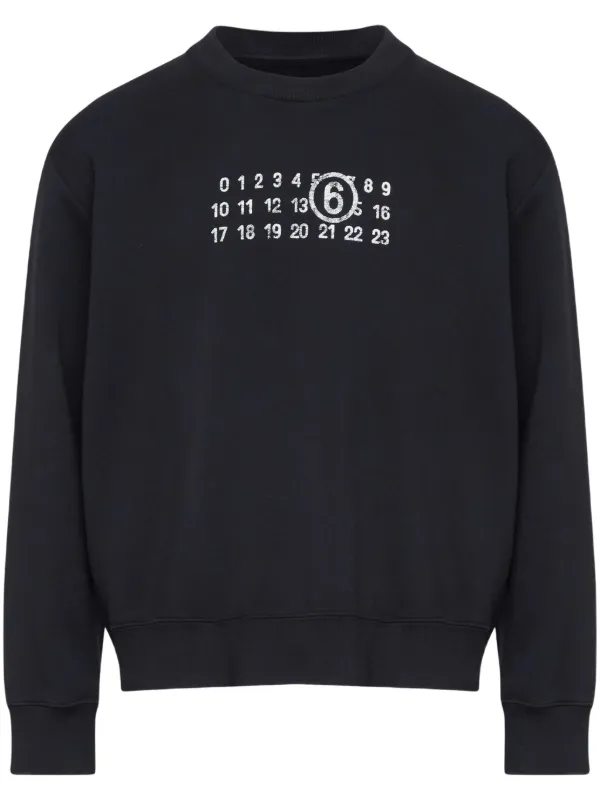 【MM6 Maison Margiela】ブラック◇コットン◇スウェットシャツ MM6 Maison Margiela ナンバーモチーフ スウェットシャツ