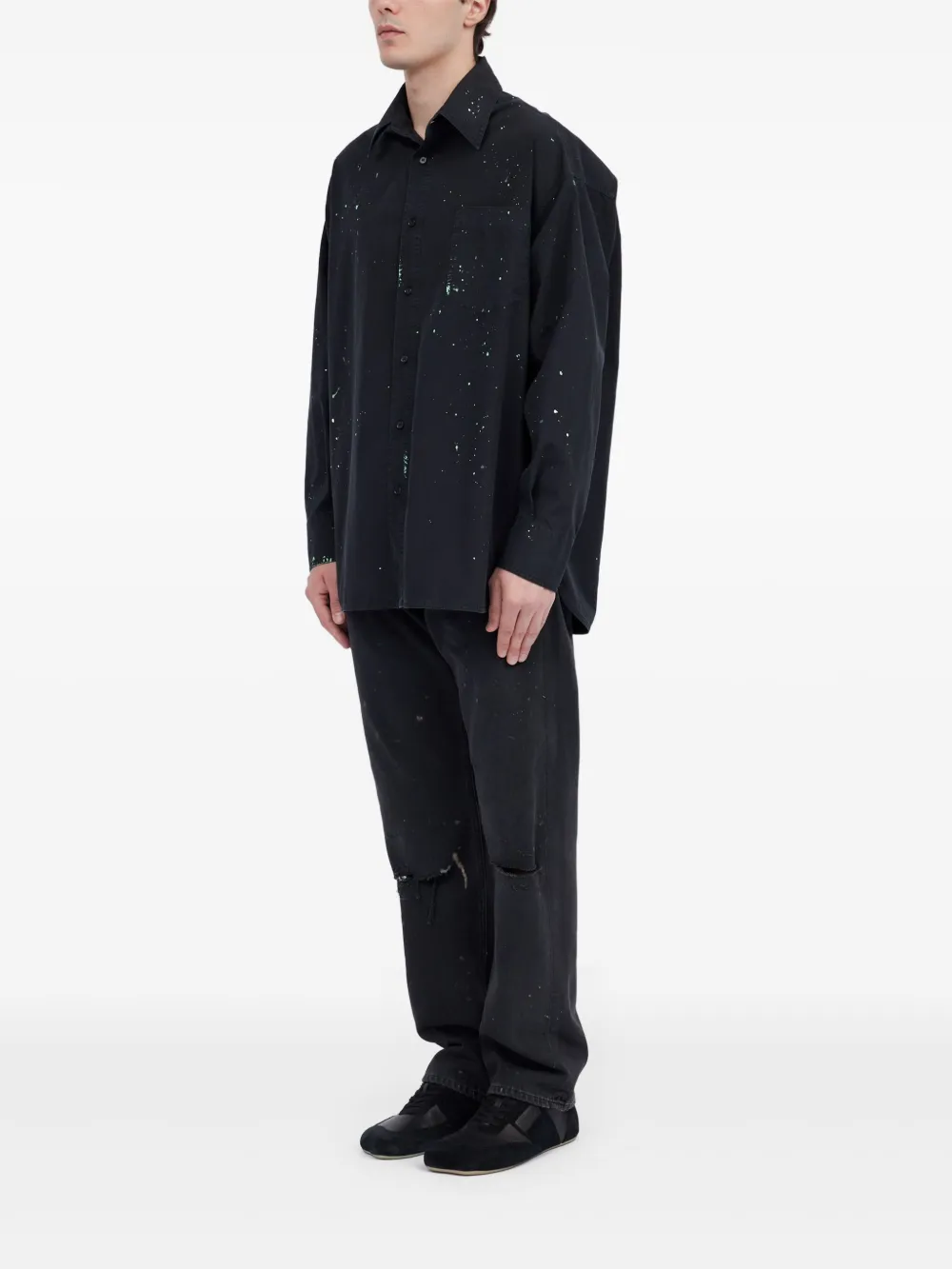 MM6 Maison Margiela Overhemd met verfspatten Zwart
