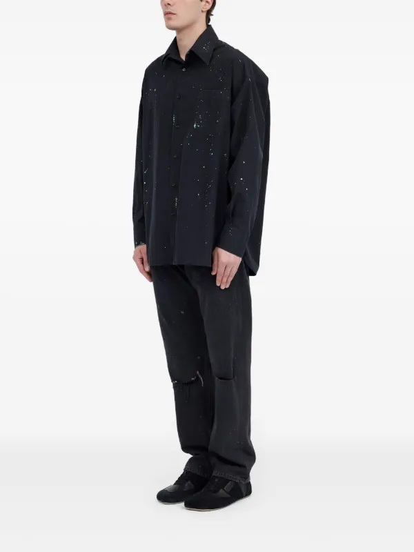 MM6 Maison Margiela paint-splatter Shirt | Black | FARFETCH