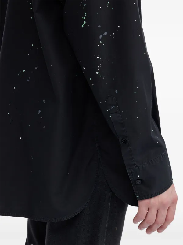 MM6 Maison Margiela paint-splatter Shirt | Black | FARFETCH