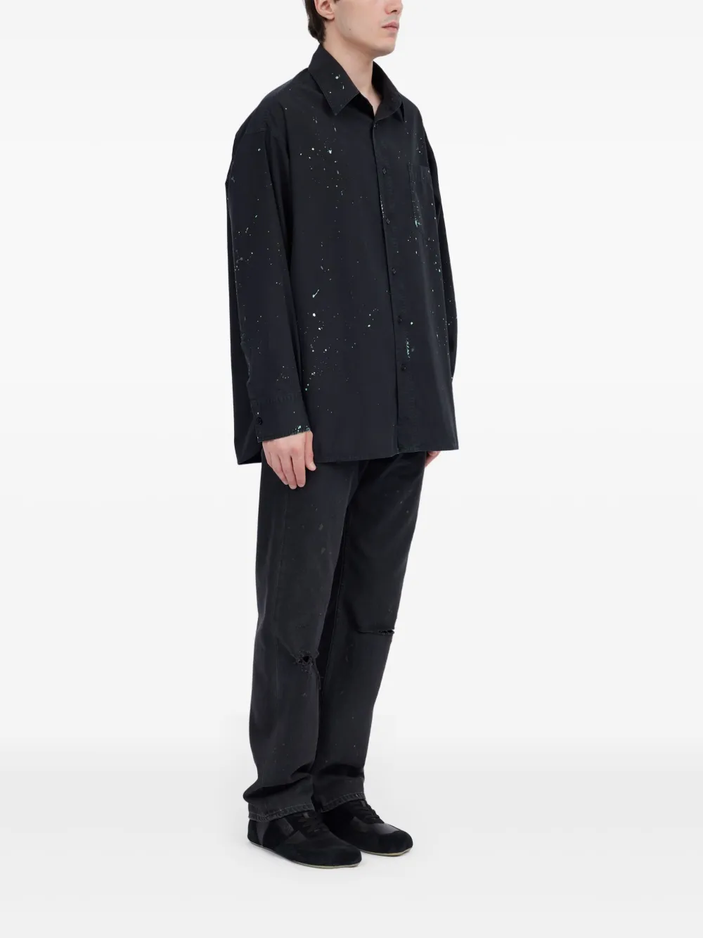 MM6 Maison Margiela Overhemd met verfspatten Zwart