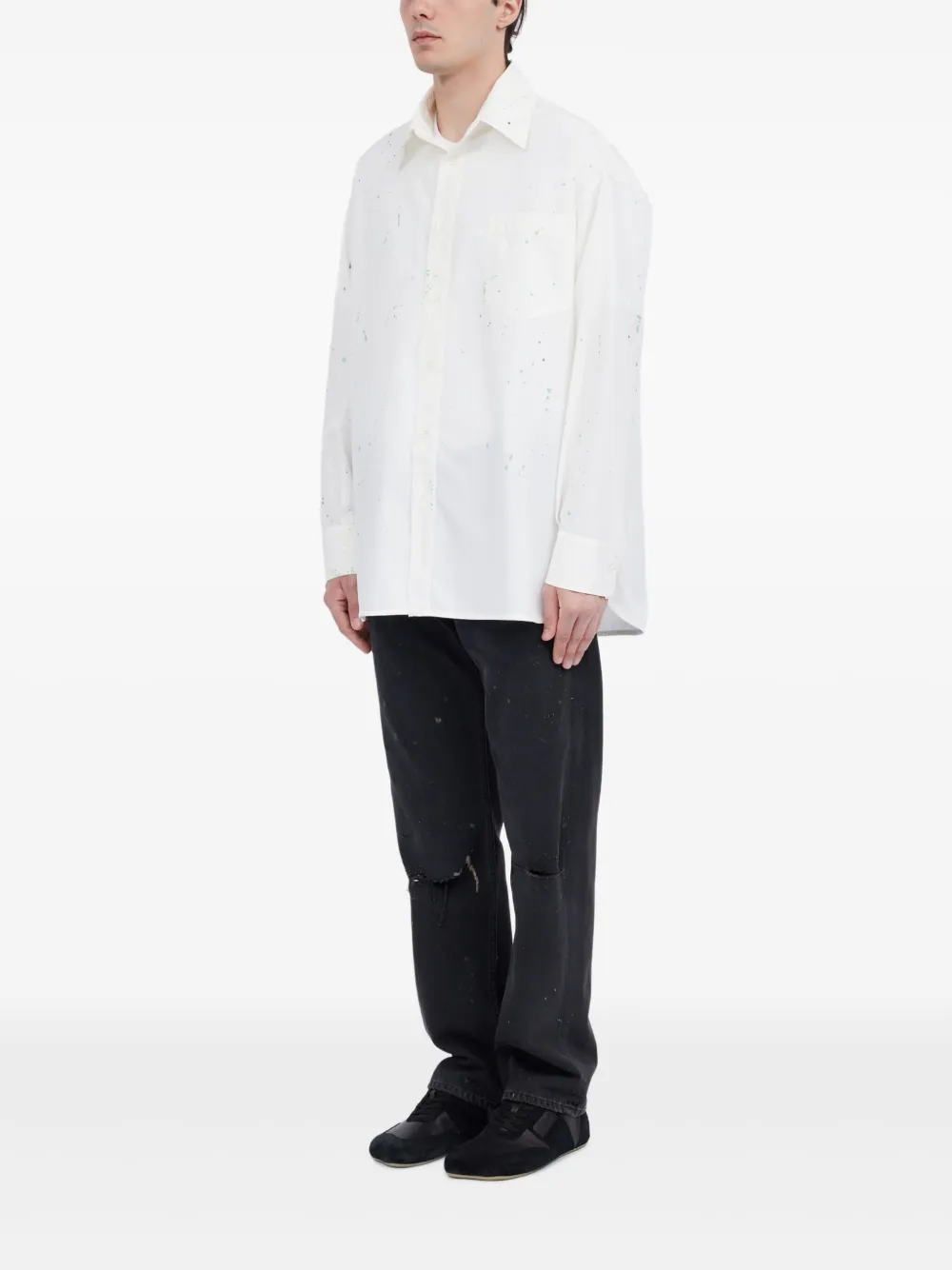 MM6 Maison Margiela paint-splatter Shirt | White | FARFETCH