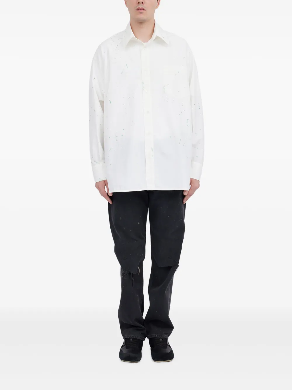 MM6 Maison Margiela Overhemd met verfspatten - Wit