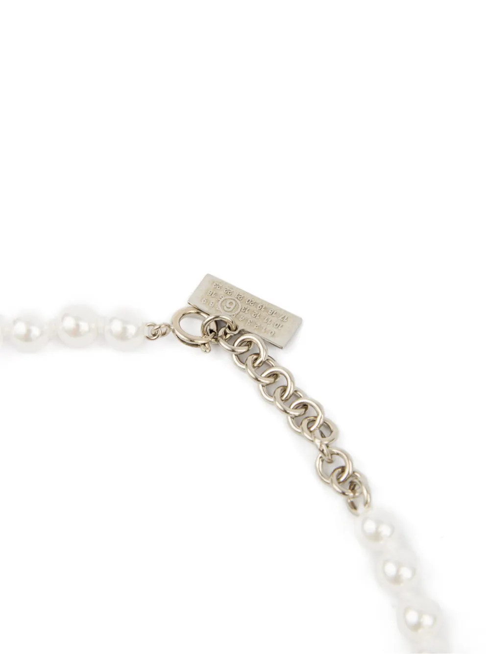 Mm6 Maison Margiela Mm6 By Maison Margiela Dangle Necklace With Faux-pearl Accents In Silver