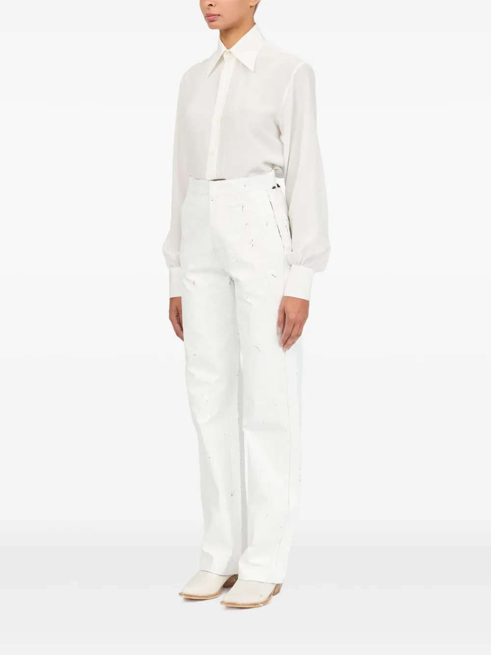 MM6 Maison Margiela Gecoate broek Wit