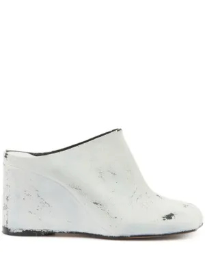 【MM6 Maison Margiela】アシンメトリー レザーヒールミュール MM6 Maison Margiela asymmetric-toe Leather Slippers | Black