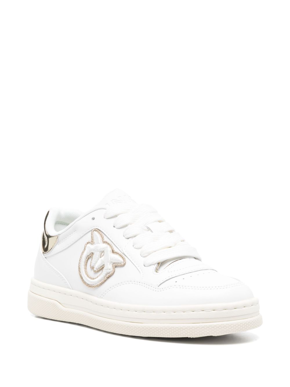 PINKO logo-embroidered leather sneakers - Wit