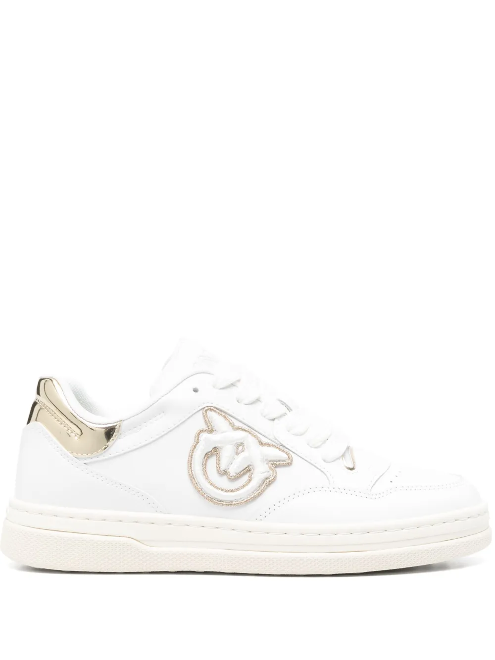 PINKO logo-embroidered leather sneakers White