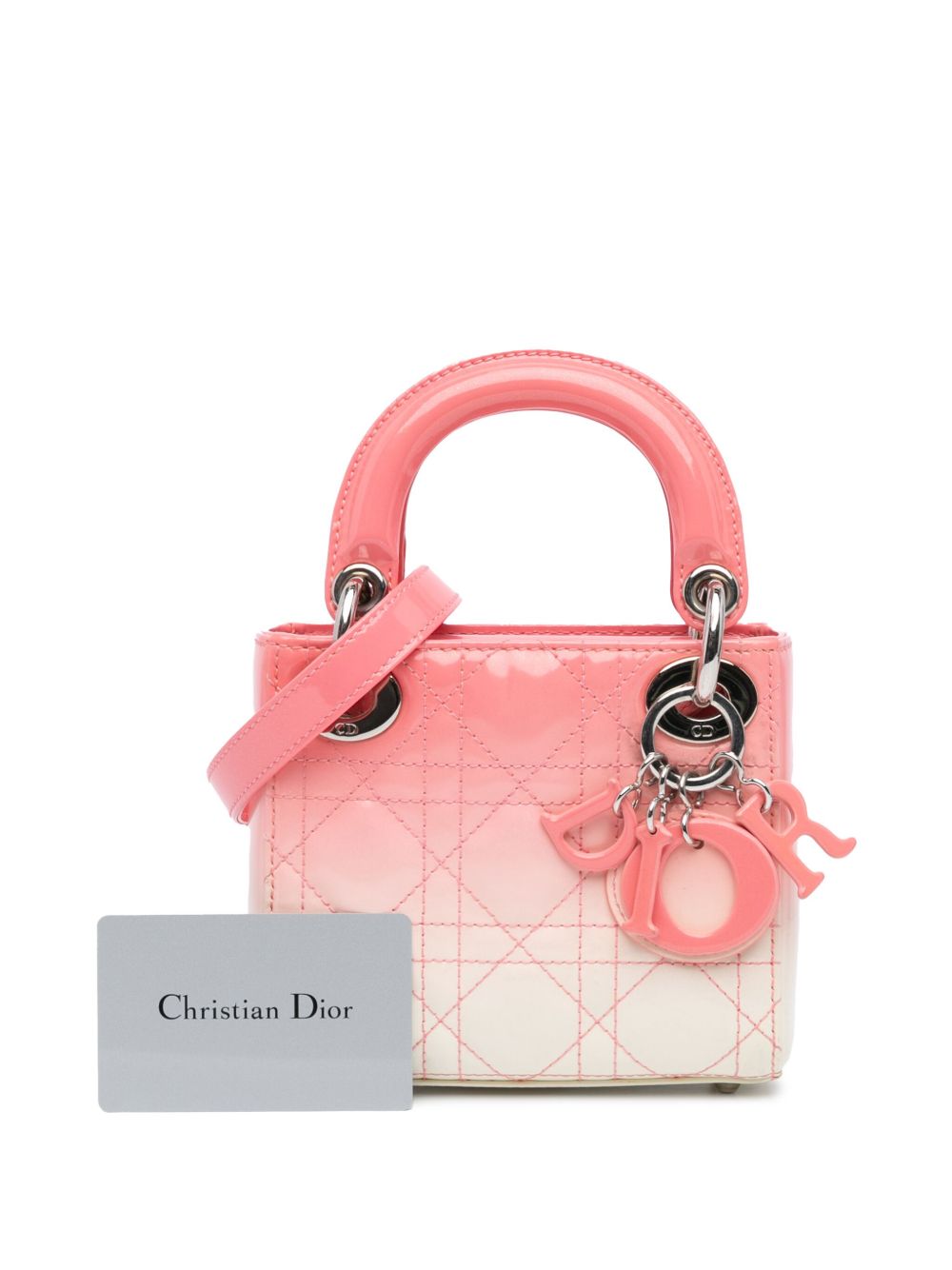 Christian Dior Pre-Owned 2016 Micro Ombre Patent Cannage Lady Dior satchel - Roze