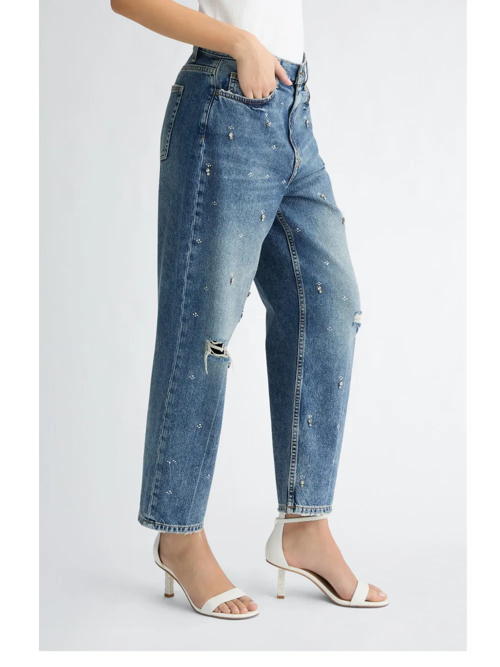 LIU JO Straight jeans met stras Blauw