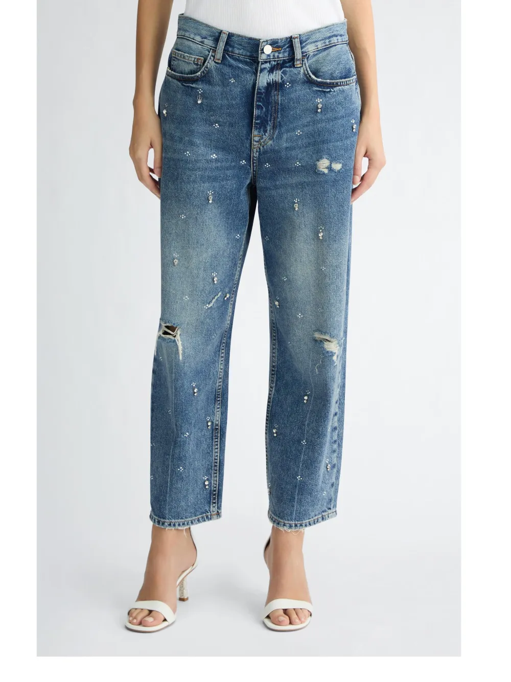 LIU JO Straight jeans met stras Blauw