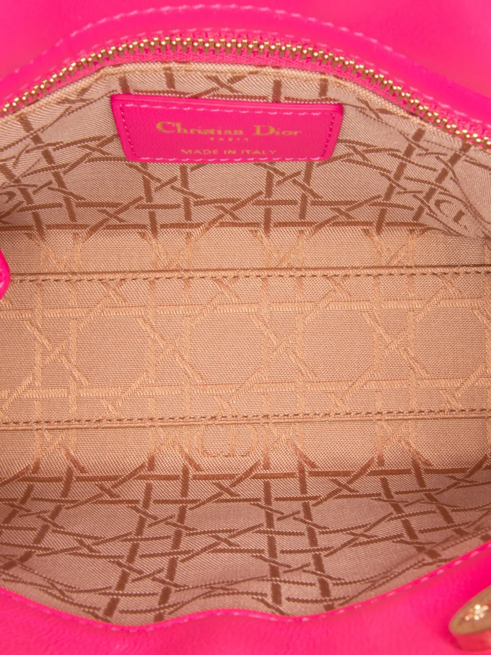 Pre-owned Dior 2013 Mini Lambskin Cannage Lady  Satchel In Pink