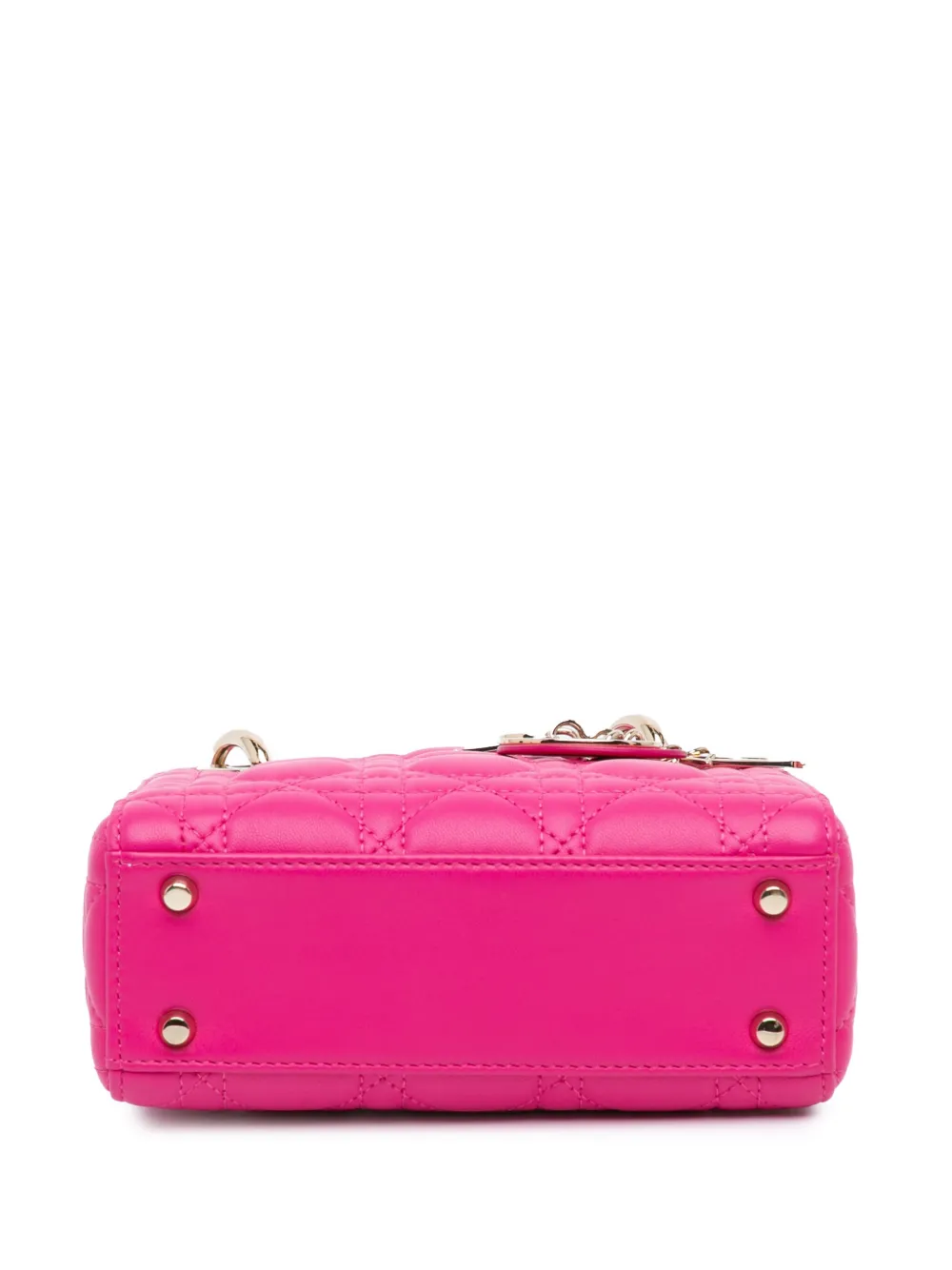 Pre-owned Dior 2013 Mini Lambskin Cannage Lady  Satchel In Pink