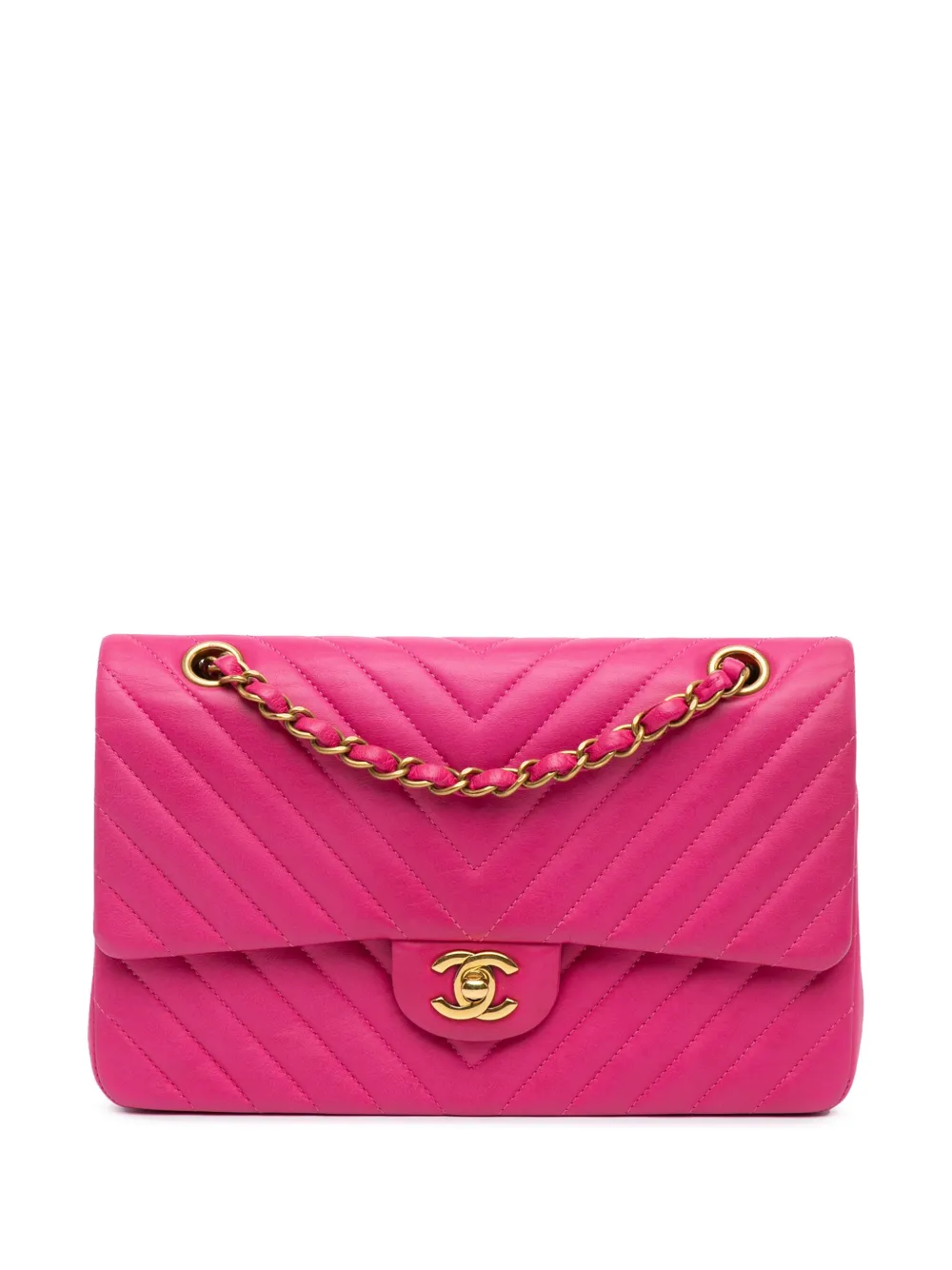 CHANEL Pre-Owned 2015-2016 Medium Classic Chevron Lambskin Double Flap shoulder bag | Pink | Image 1