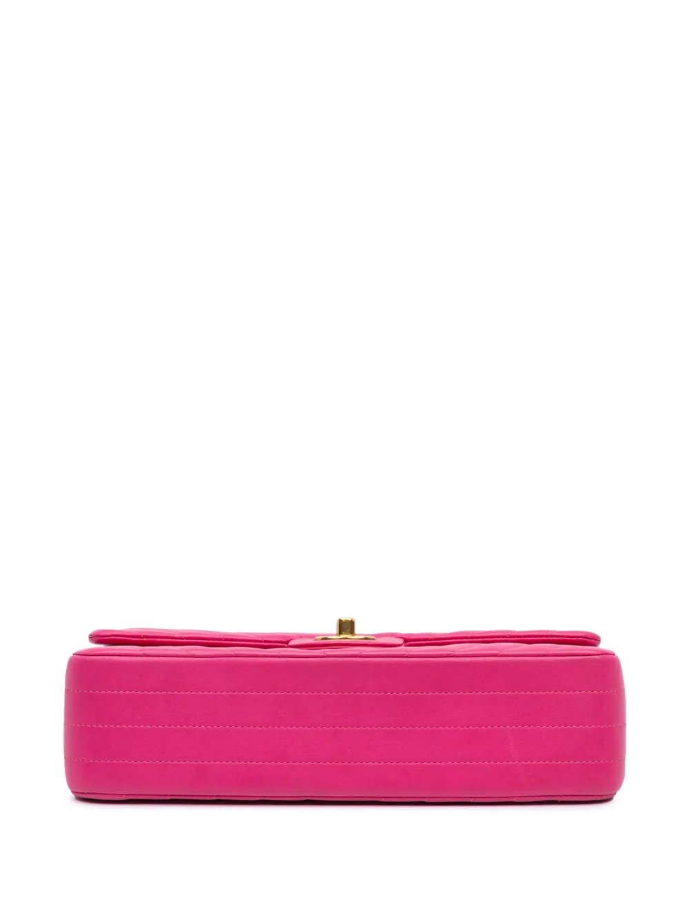Pre-owned Chanel 2015-2016 Medium Classic Chevron Lambskin Double Flap Shoulder Bag In Pink
