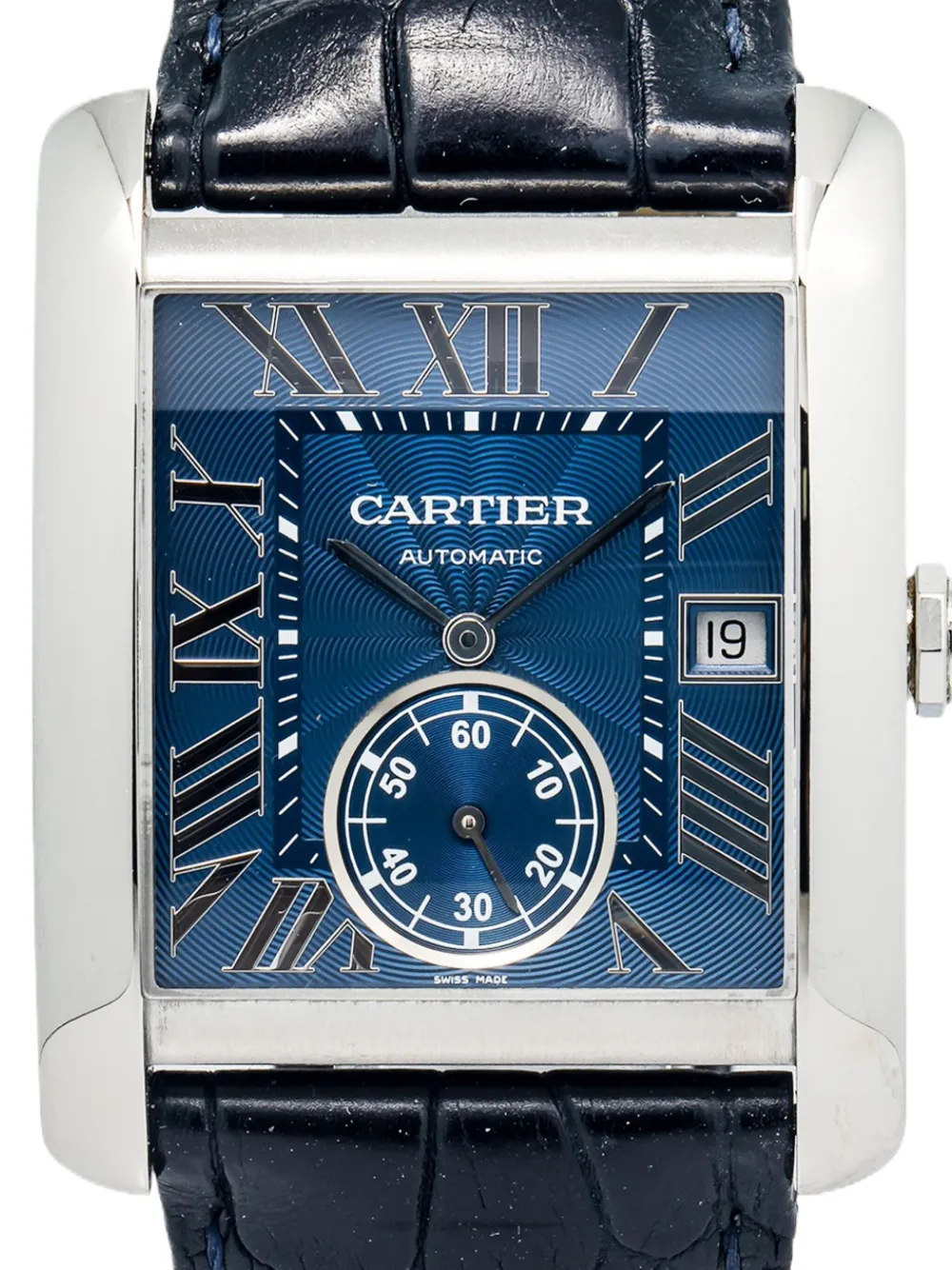 Pre-owned Cartier Tank Mc 34mm In Blue