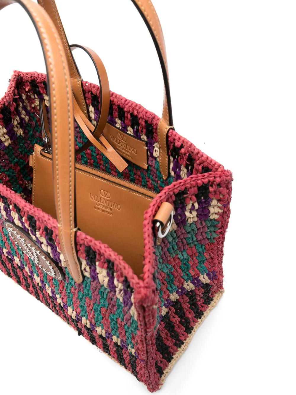 Valentino Garavani Raffia shopper Roze