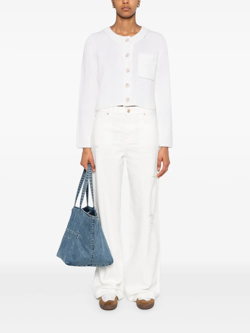 Allude crew-neck cardigan - Wit