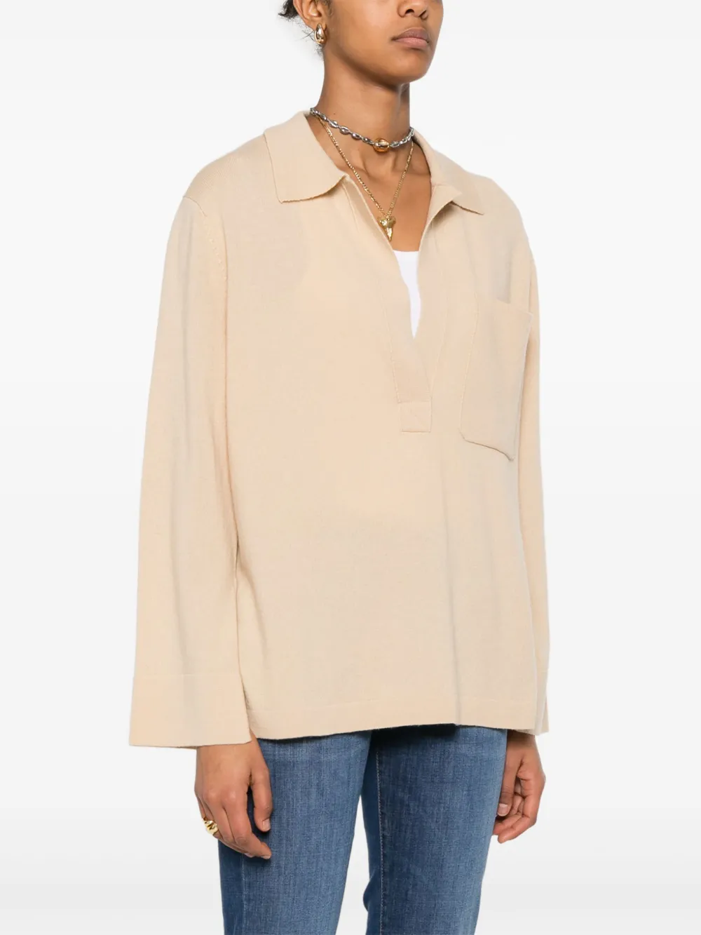 Allude Trui met split in de hals Beige