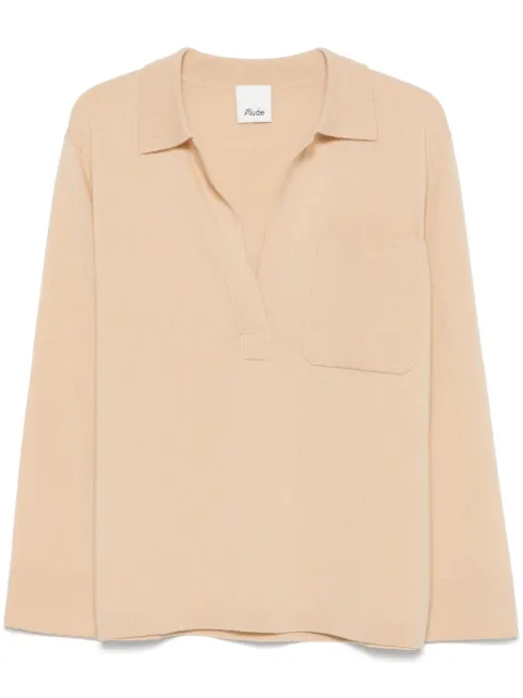 Allude split-neck sweater   