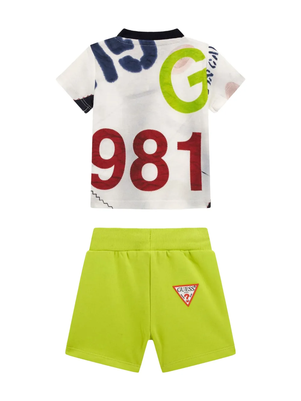 guess kids logo-print shorts set - Groen