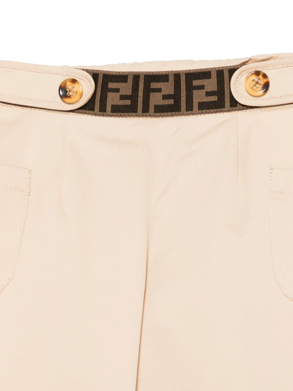 Fendi Kids Broek met geborduurd logo Beige