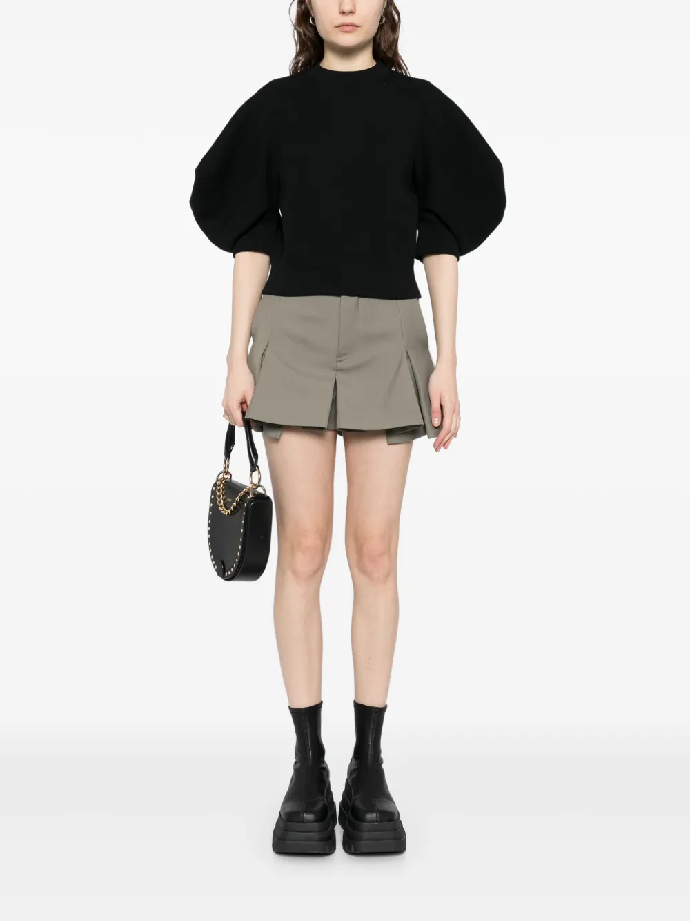 sacai pleated shorts - Groen