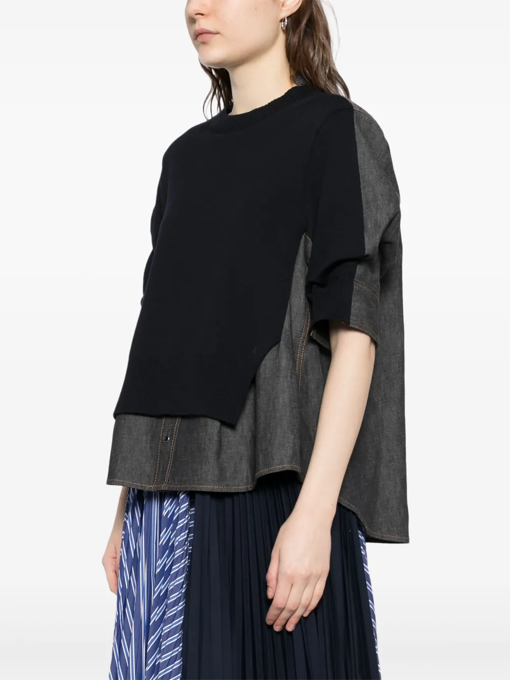 sacai Top met vlakken Blauw