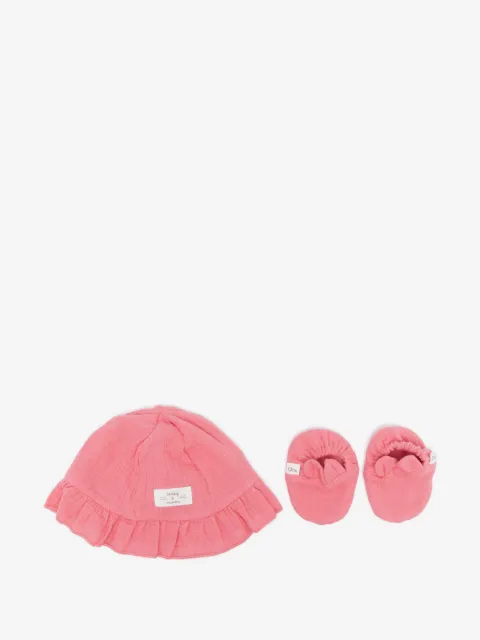 TEDDY & MINOU ruffled hat and crib-shoes set