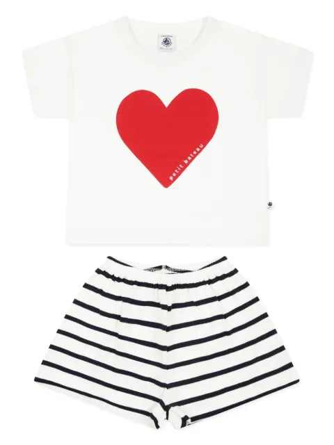 Petit Bateau heart-print cotton pajamas