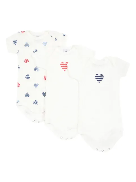 Petit Bateau heart-print cotton body (pack of three)