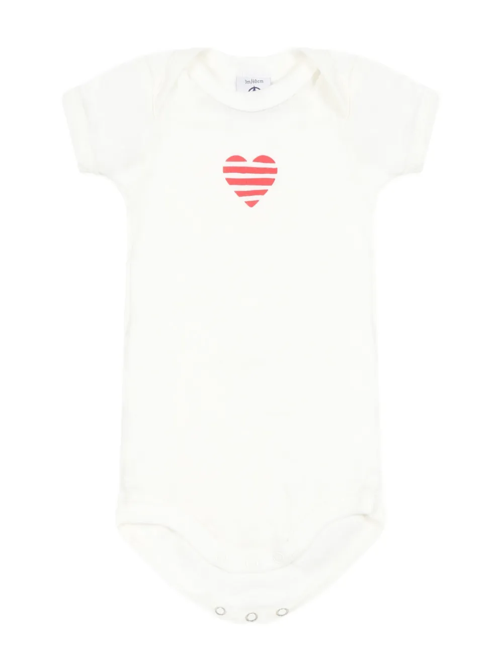 Petit Bateau Drie katoenen rompers met hartprint Wit