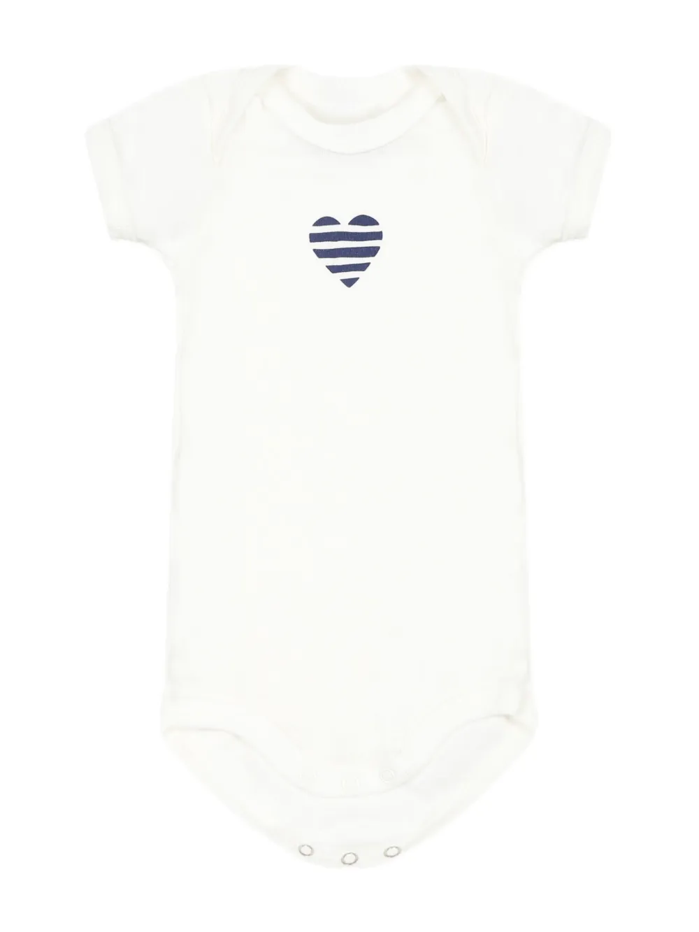 Petit Bateau Drie katoenen rompers met hartprint Wit