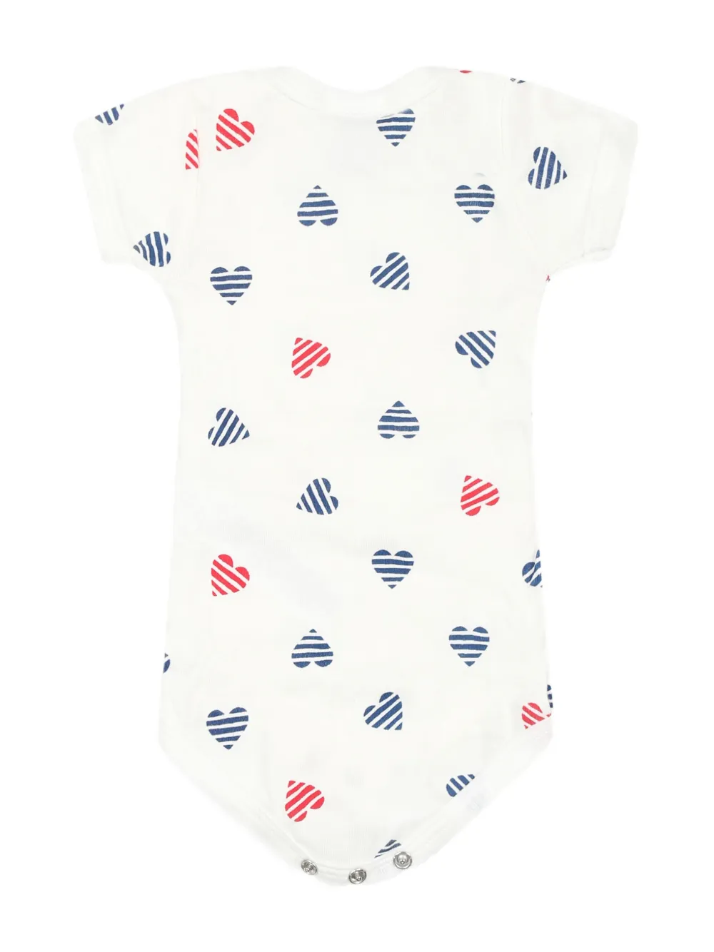 Petit Bateau Drie katoenen rompers met hartprint Wit