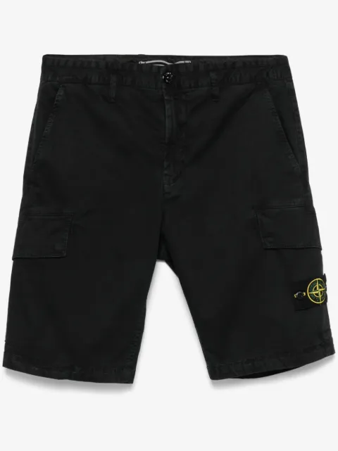 Stone Island L100018 organic cotton stretch broken twill old-effect slim-fit cargo shorts with asymmetrical seams