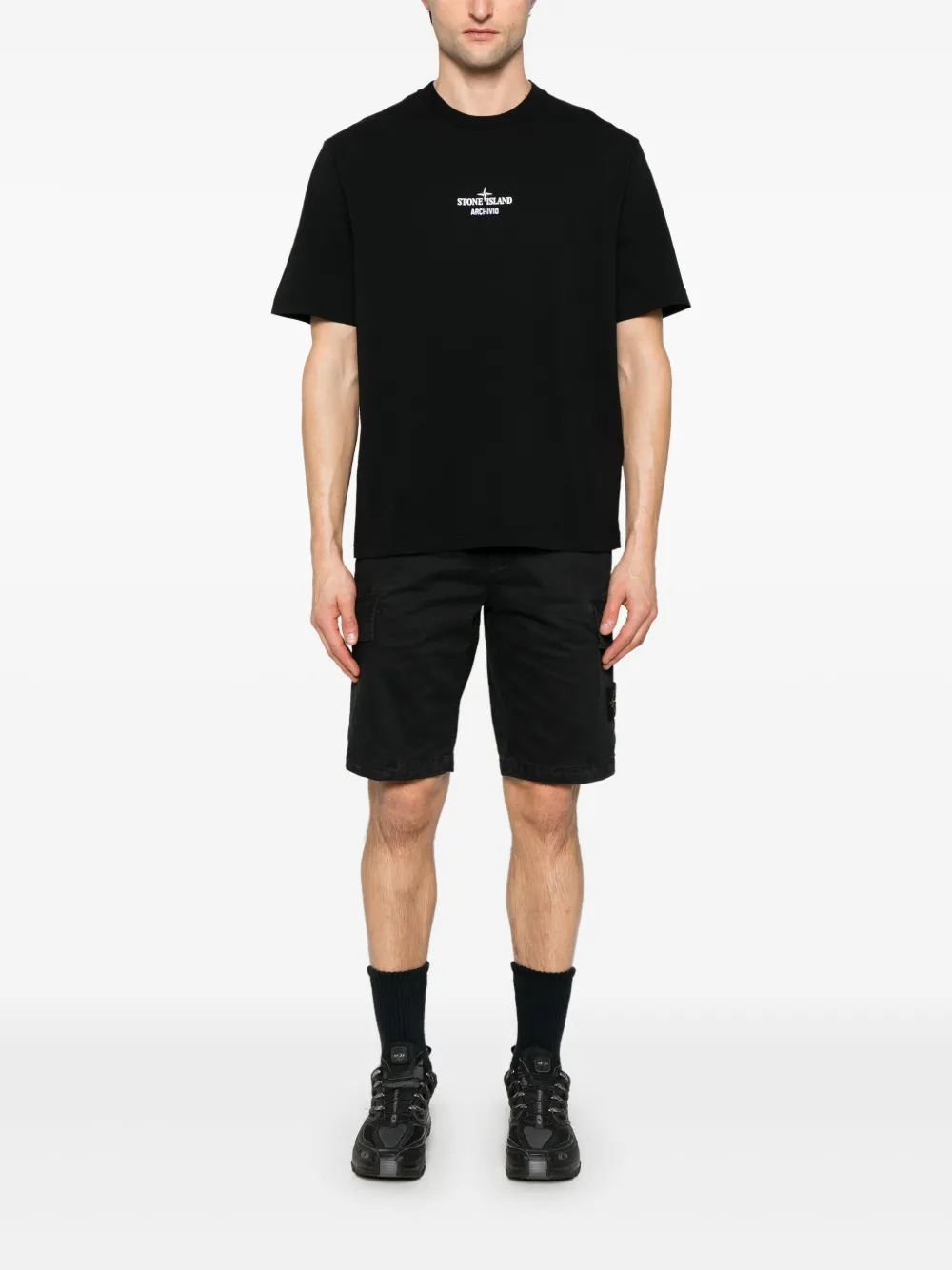 Stone Island Shorts met Compass-logopatch - Zwart